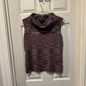 Jones New York Ribbed Burgundy Multi-Color Knit Top